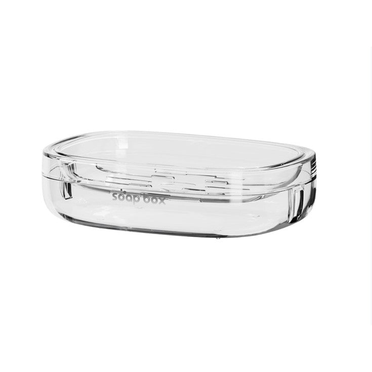 Savoniera Pentru Blat Cu Scurgere Rapida Si Suport Detasabil, Suport Sapun Igienic Din PET Si Sticla, Design Modern, Argintiu Transparent