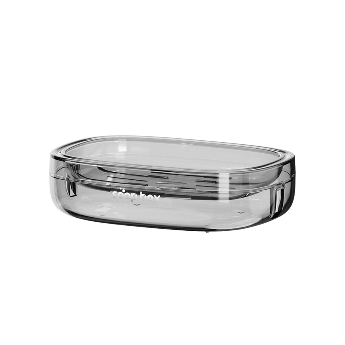 Savoniera Pentru Blat Cu Sistem De Scurgere Optima, Suport Sapun Igienic Cu Tava Detasabila, Material PET Si Sticla, 13 x 9 x 4 cm, Gri
