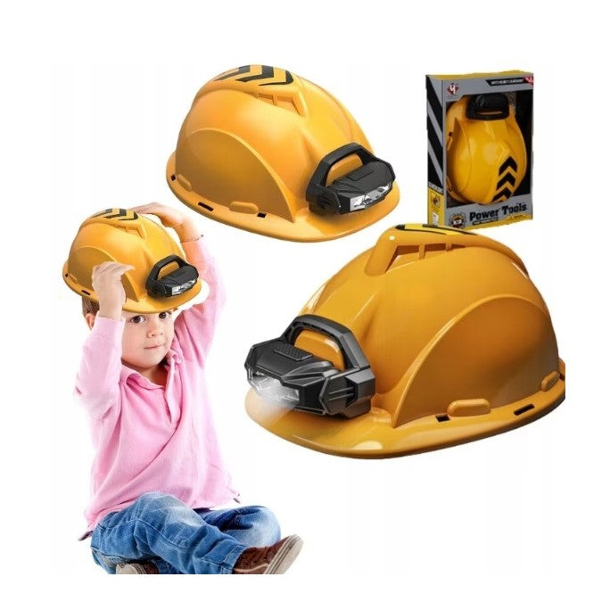 Cască de Protecție pentru Copii cu Lanternă Detașabilă, Jucărie Interactivă pentru Joc de Rol, Plastic, Portocaliu, 29.5 x 19.5 x 6.5 cm
