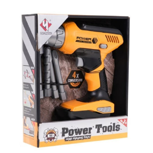 Bormasina de Jucarie pentru Copii cu Functii Realiste si Sunete, Set Interactiv de Bricolaj, Include 4 Capete Interschimbabile, Rotatie Stanga-Dreapta, Material Plastic, Portocaliu