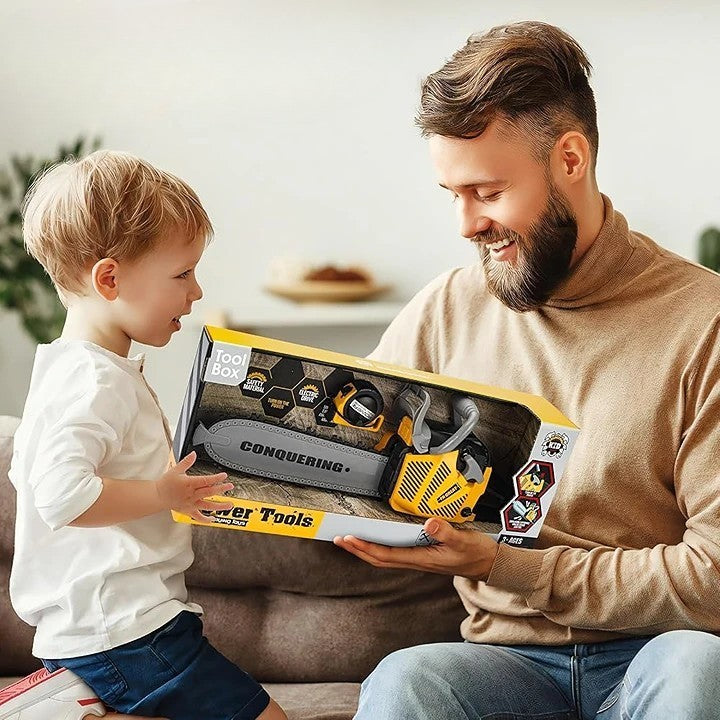 Jucarie Fierastrau Electric pentru Copii, Joc de Rol Interactiv cu Sunete si Lumini, Plastic ABS Rezistent, 43 x 10 x 18.5 cm, Portocaliu, +3 Ani