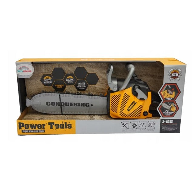 Jucarie Fierastrau Electric pentru Copii, Joc de Rol Interactiv cu Sunete si Lumini, Plastic ABS Rezistent, 43 x 10 x 18.5 cm, Portocaliu, +3 Ani