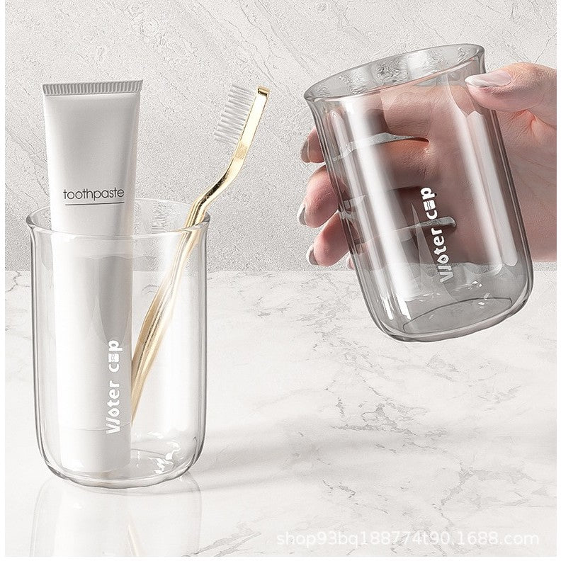 Cană de Apă pentru Clătit Gura și Periuța de Dinți, Design Ergonomic și Rezistent la Cădere, Plastic AS, 200 ml, Gri Transparent