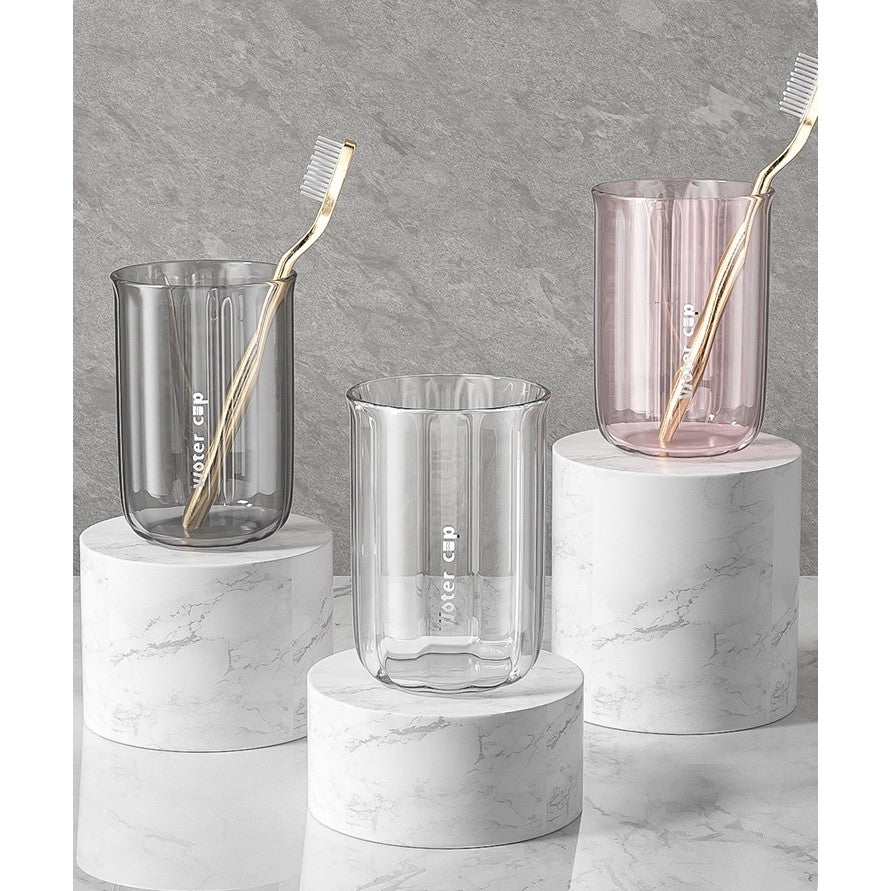 Cană de Apă pentru Clătit Gura și Periuța de Dinți, Design Ergonomic și Rezistent la Cădere, Plastic AS, 200 ml, Gri Transparent