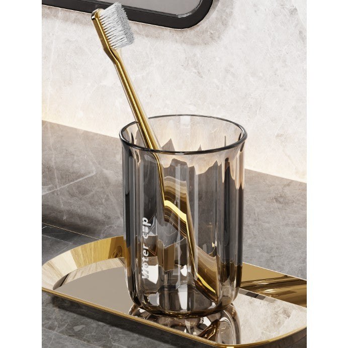 Cană de Apă pentru Clătit Gura și Periuța de Dinți, Design Ergonomic și Rezistent la Cădere, Plastic AS, 200 ml, Gri Transparent
