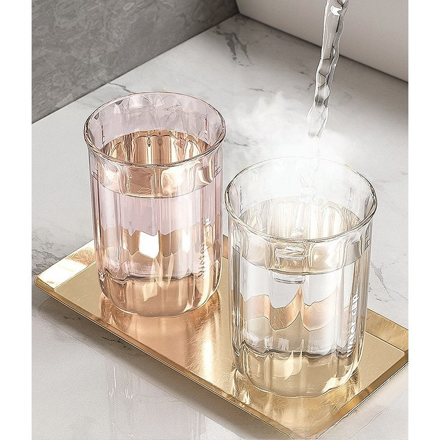 Cană pentru Clătit Gura și Suport Periuță Dinți, Design Ergonomic și Rezistent la Cădere, Plastic AS, 200 ml, Roz Transparent