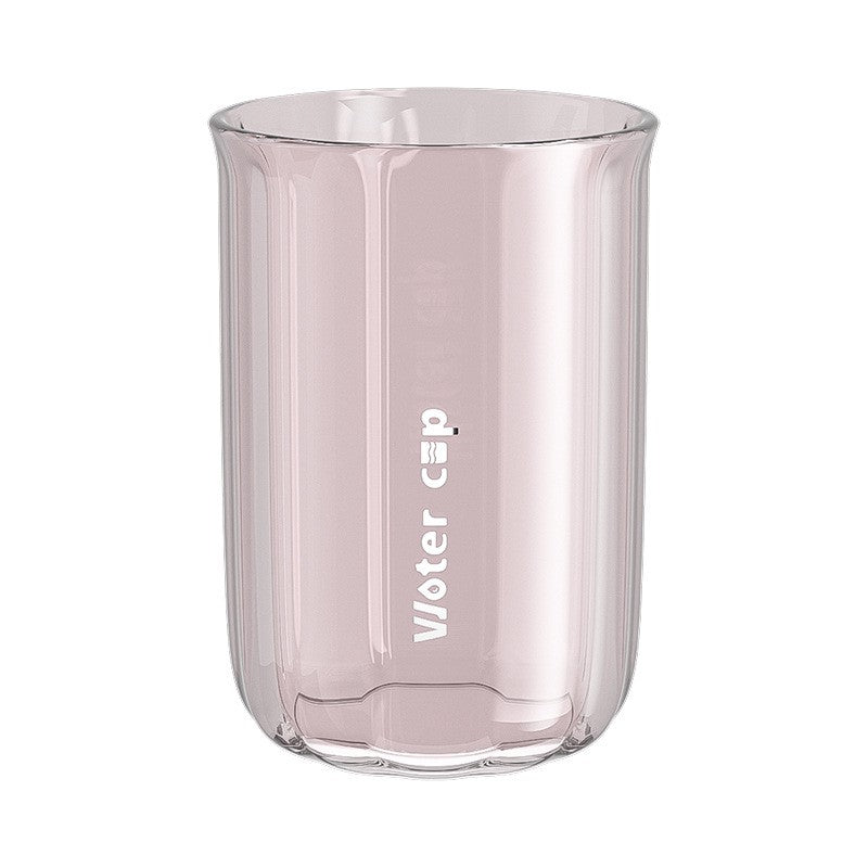 Cană pentru Clătit Gura și Suport Periuță Dinți, Design Ergonomic și Rezistent la Cădere, Plastic AS, 200 ml, Roz Transparent