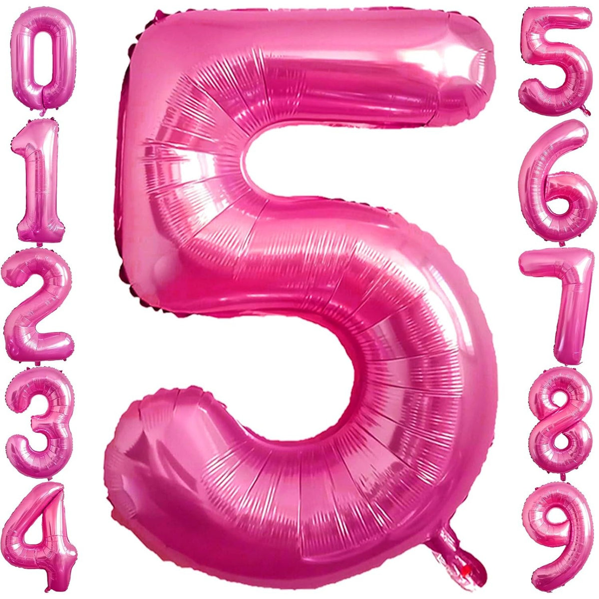 Balon Aniversar Cifra 5, Figurina Petrecere, Folie Metalizata, Umflare Aer sau Heliu, Inclus Pai Umflare, Roz, 40 cm