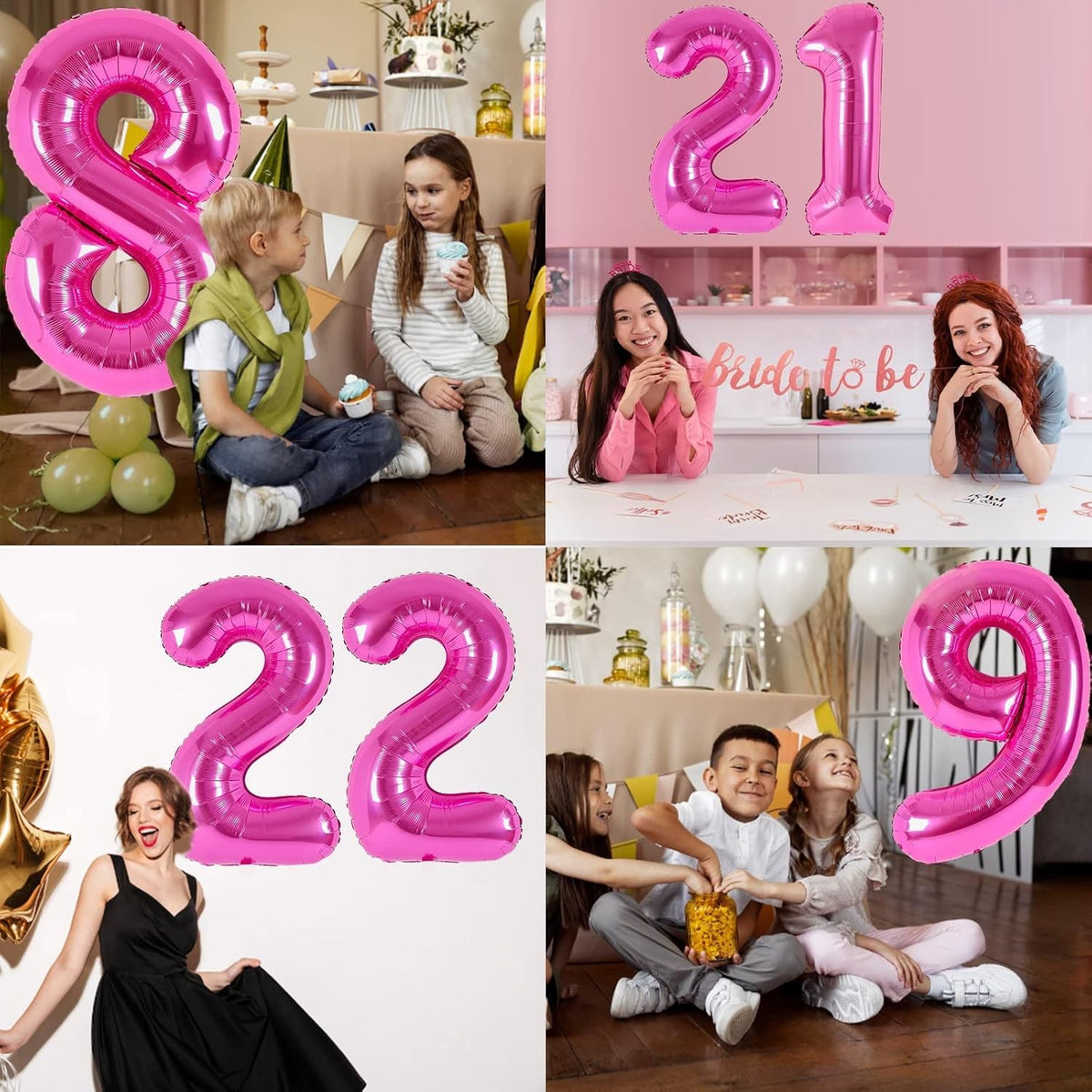 Balon Aniversar Cifra 2, Figurina din Folie Metalizata, Umflare Aer sau Heliu, Include Pai, Roz, 40 cm