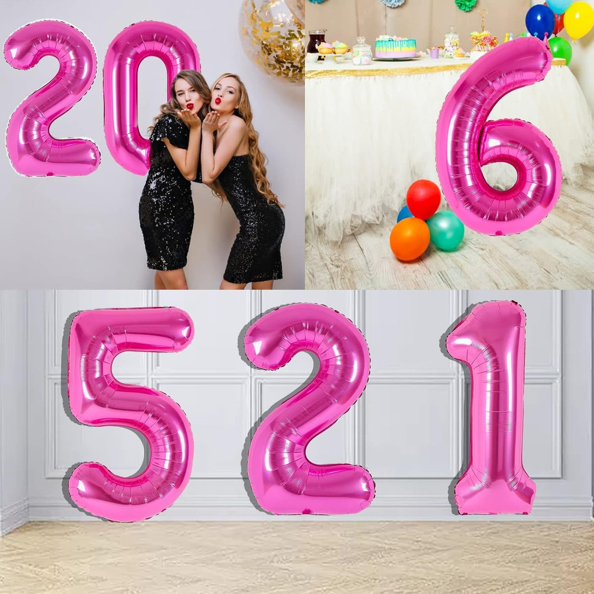 Balon Aniversar Cifra 2, Figurina din Folie Metalizata, Umflare Aer sau Heliu, Include Pai, Roz, 40 cm