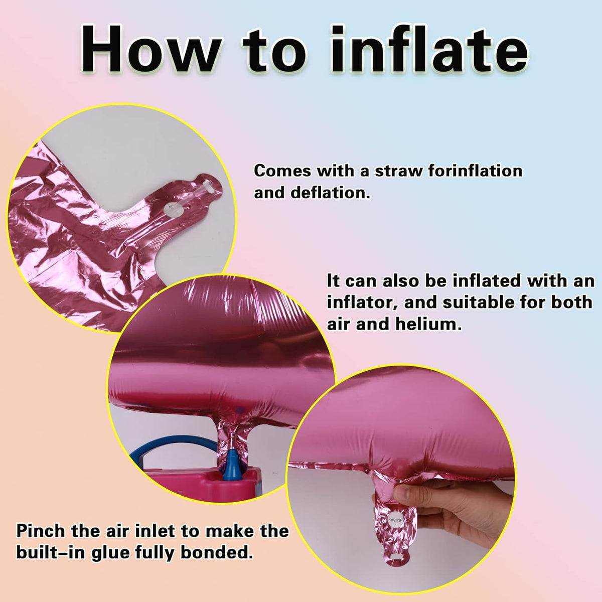 Balon Aniversar Cifra 4, Figurina din Folie Metalizata, Umflare cu Aer sau Heliu, Ambalaj Individual cu Pai Inclus, 40 cm, Roz
