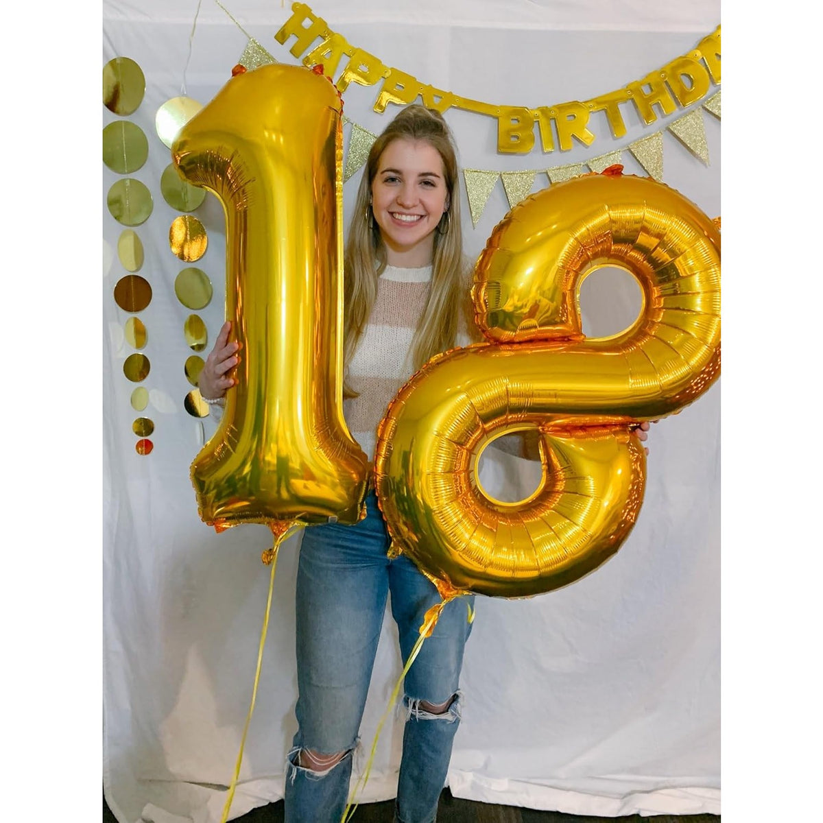 Balon Aniversar Cifra 8, Figurina din Folie de Aluminiu, Umflare cu Aer sau Heliu, include Pai, Auriu, 40 cm