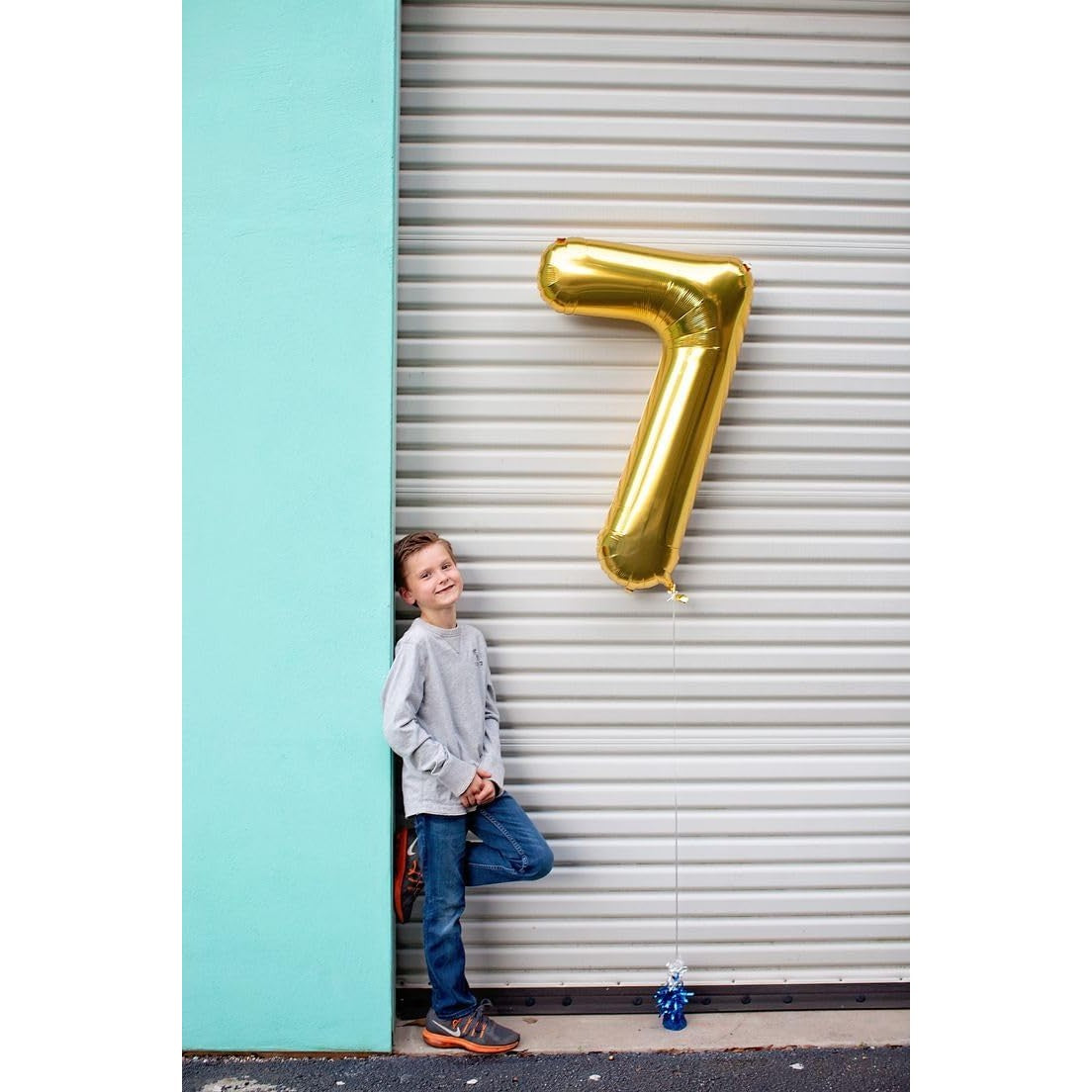 Balon Aniversar Cifra 7, Figurina din Folie Metalizata, Umflare Aer sau Heliu, include Pai, 40 cm, Auriu