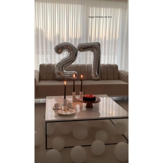 Balon Aniversar Cifra 2, Figurina din Folie Metalizata, Umflare Aer sau Heliu, Include Pai, Argintiu, 40 cm