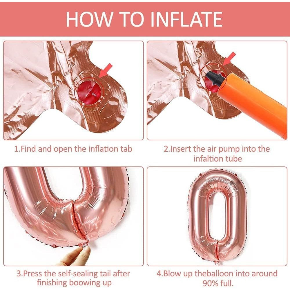 Balon Aniversar Cifra 6, Figurina din Folie Metalizata, Umflare Aer sau Heliu, include Pai, Roz Gold, 40 cm