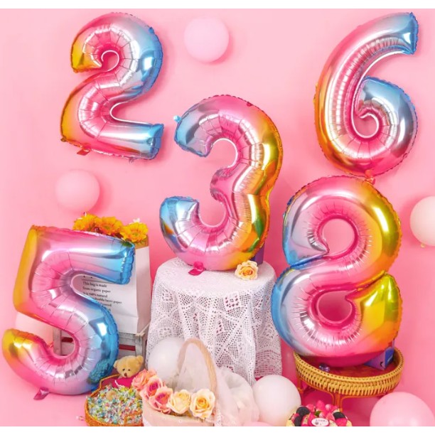 Balon Aniversar Cifra 5, Figurina Petrecere, Umflare Aer sau Heliu, Folie de Aluminiu, Multicolor, 40 cm, Pai Inclus