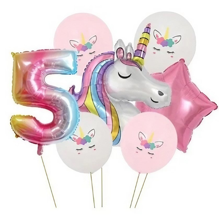 Balon Aniversar Cifra 5, Figurina Petrecere, Umflare Aer sau Heliu, Folie de Aluminiu, Multicolor, 40 cm, Pai Inclus