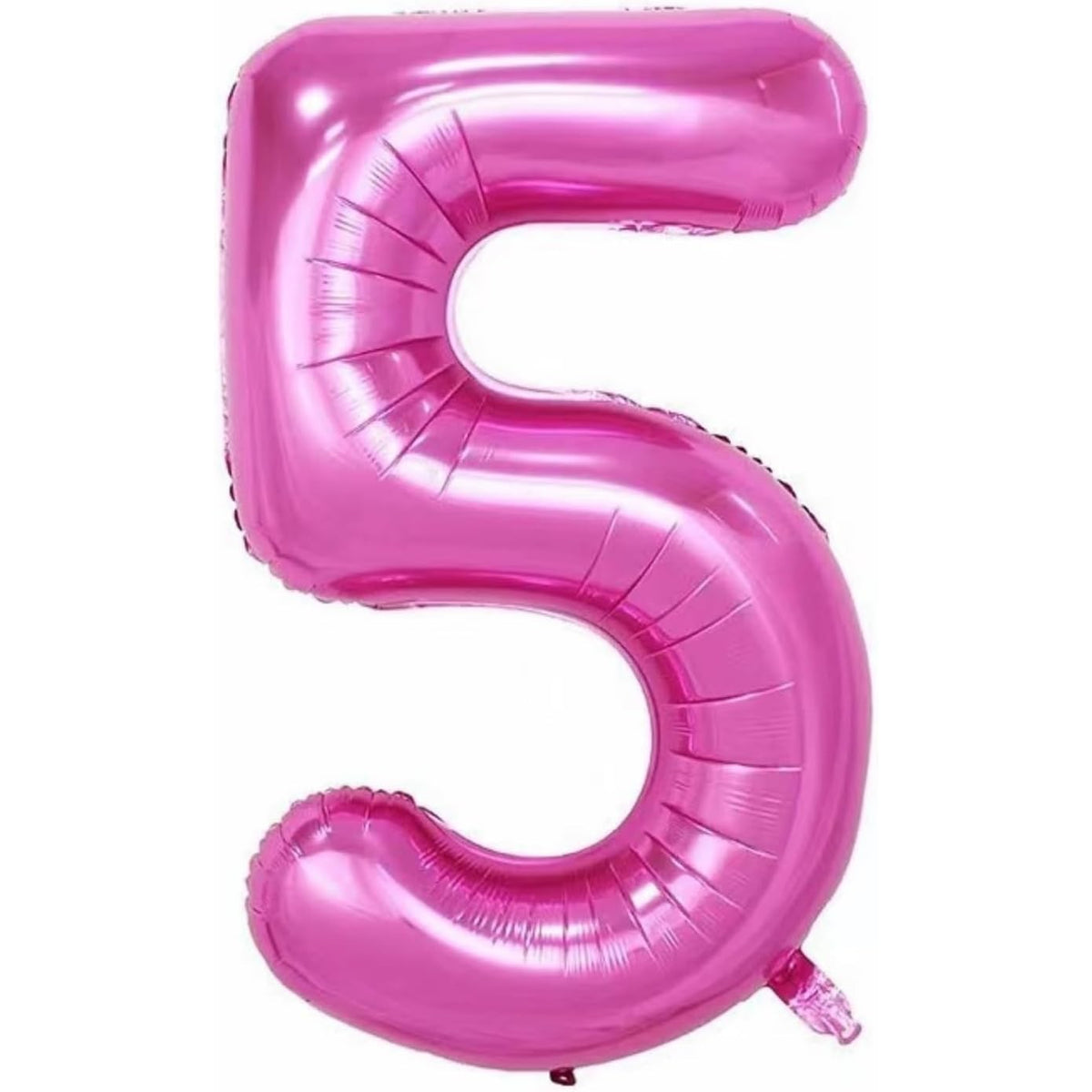 Balon Din Folie Metalizata, Figurina Cifra 5 cu Coroana, Decoratiuni Aniversare, Set cu Pai Inclus, Umflare Aer sau Heliu, Inaltime 100 cm, Roz