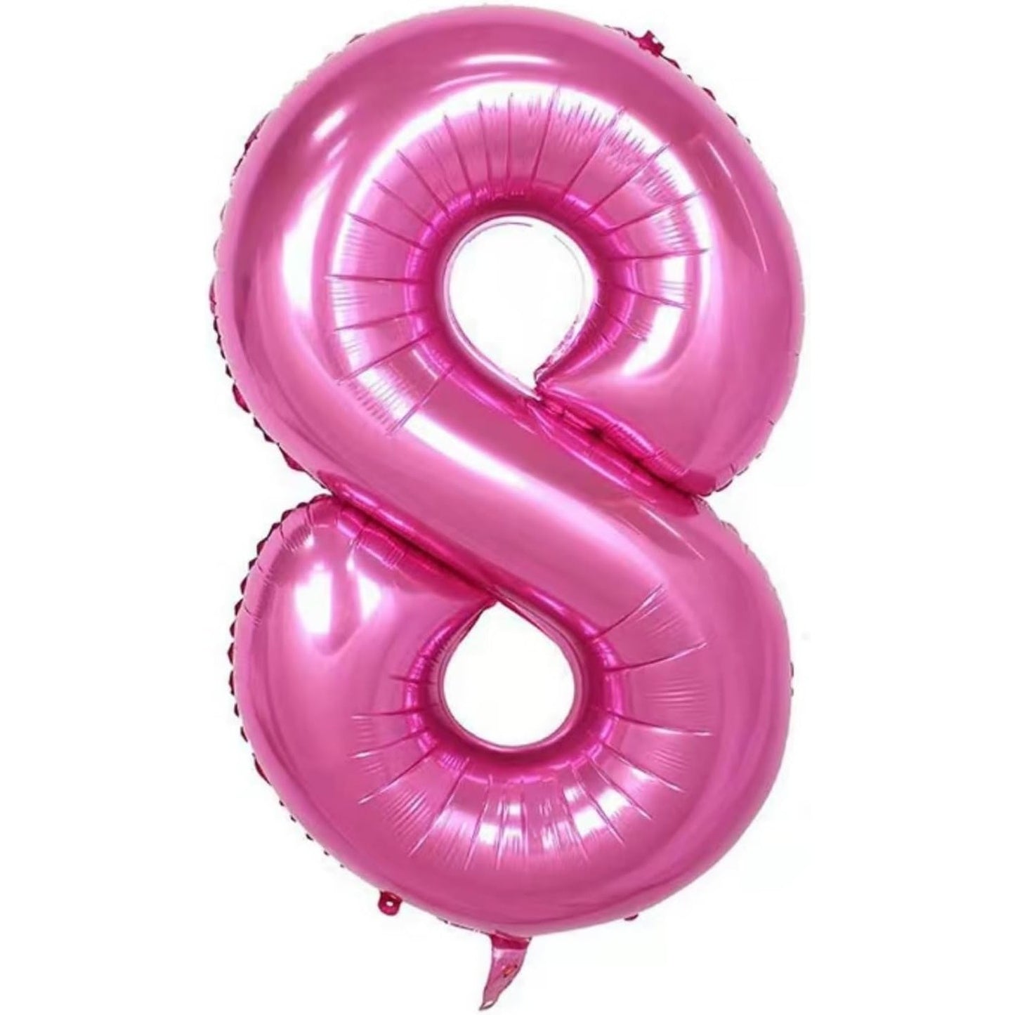 Balon Aniversar Cifra 8 cu Coroana, Figurina Uriasa Aniversare, Folie Metalizata, Umflare Aer sau Heliu, Include Pai, 100 cm, Roz