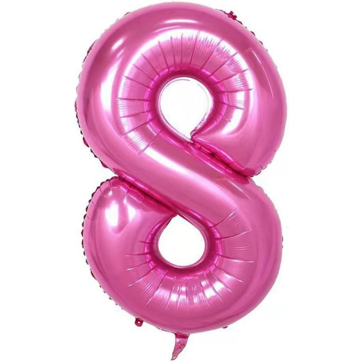 Balon Aniversar Cifra 8 cu Coroana, Figurina Uriasa Aniversare, Folie Metalizata, Umflare Aer sau Heliu, Include Pai, 100 cm, Roz