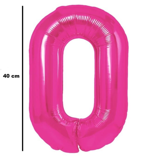 Balon Aniversar Cifra 0, Figurina din Folie Metalizata, Umflare Aer sau Heliu, include Pai Umflare, Roz, 40 cm