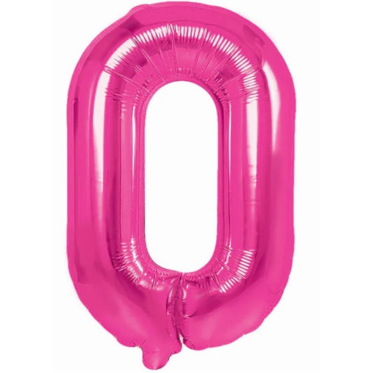 Balon Aniversar Cifra 0, Figurina din Folie Metalizata, Umflare Aer sau Heliu, include Pai Umflare, Roz, 40 cm