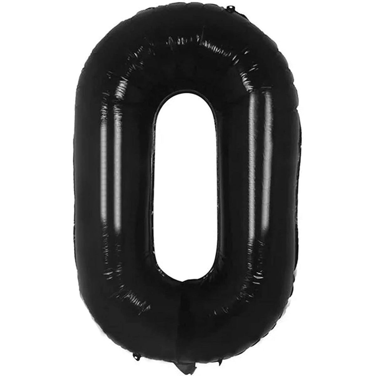 Balon Aniversar Cifra 0, Figurina din Folie Metalizata, Umflare Aer sau Heliu, Include Pai, Negru, 40 cm