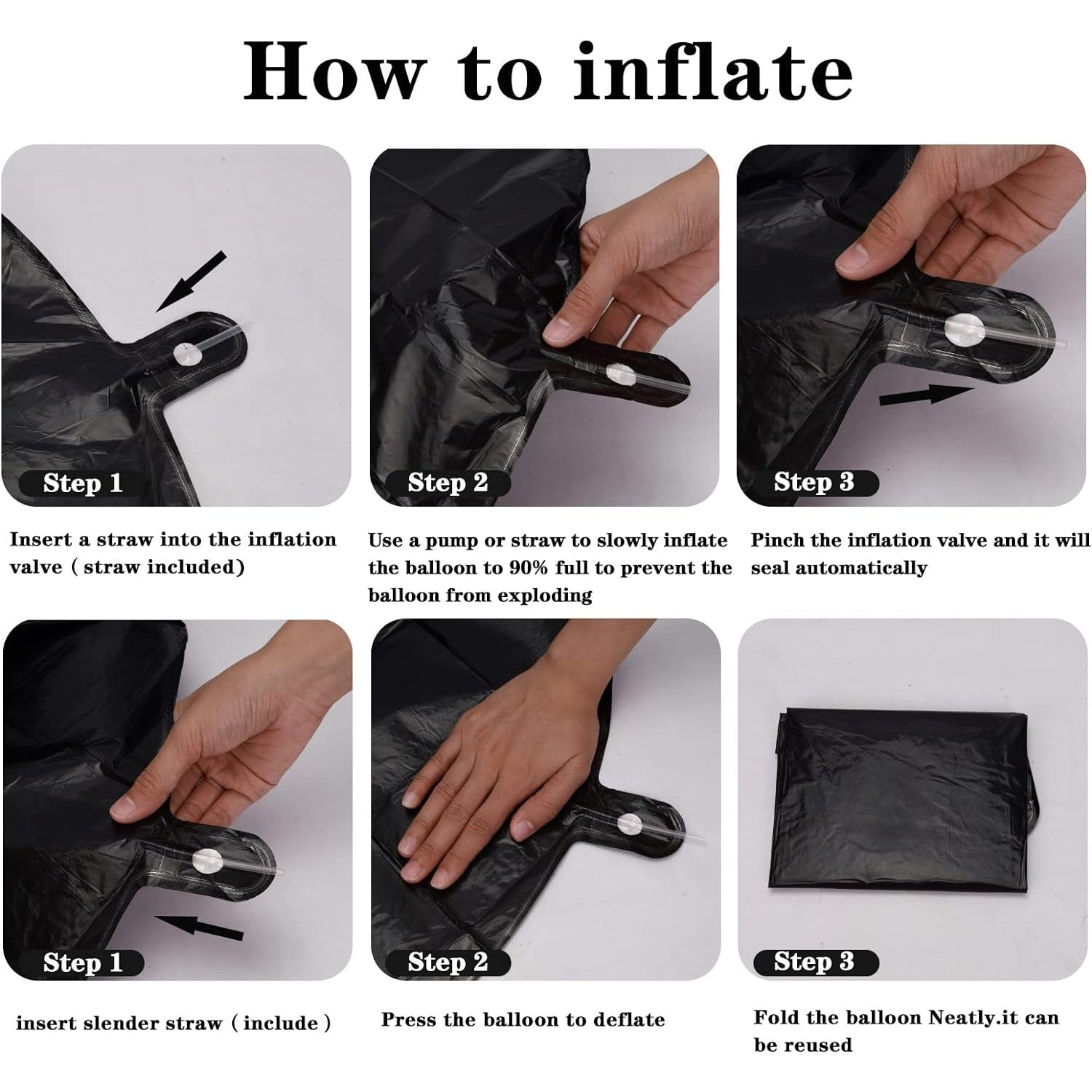 Balon Aniversar Cifra 0, Figurina din Folie Metalizata, Umflare Aer sau Heliu, Include Pai, Negru, 40 cm
