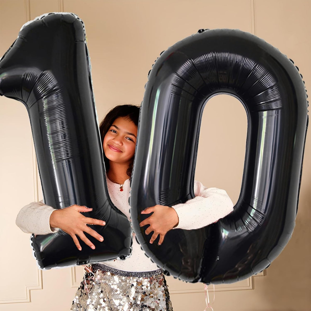 Balon Aniversar Cifra 0, Figurina din Folie Metalizata, Umflare Aer sau Heliu, Include Pai, Negru, 40 cm