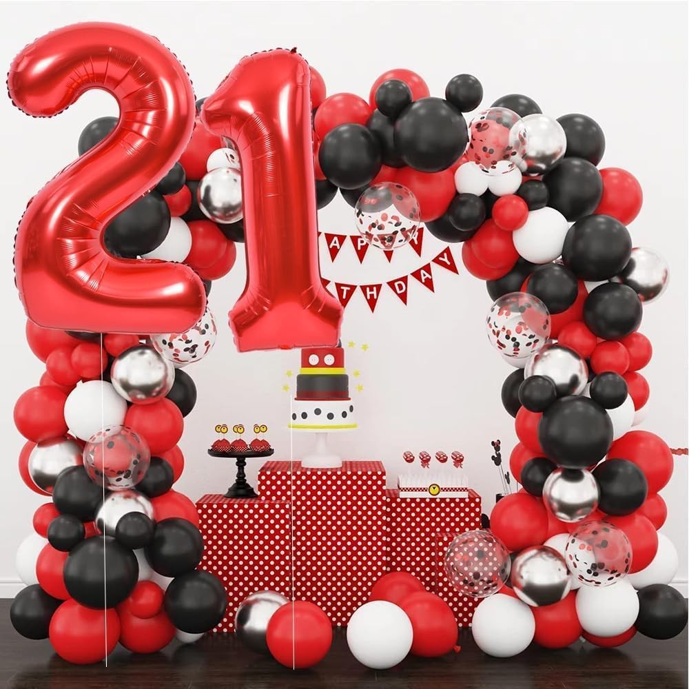 Balon Aniversar Cifra 1 din Folie Metalizata, Figurina pentru Petrecere, Umflare cu Aer sau Heliu, Include Pai, 40 cm, Rosu