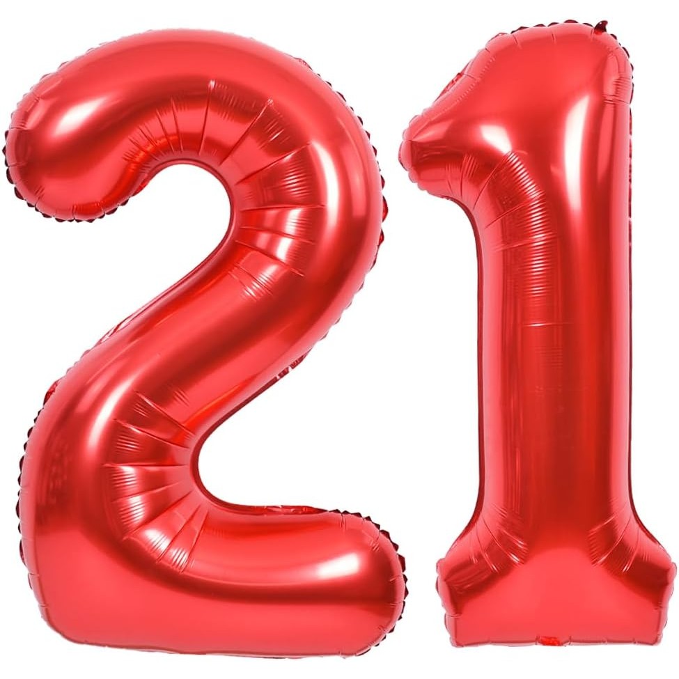 Balon Aniversar Cifra 2, Figurina din Folie Metalizata, Umflare Aer sau Heliu, Include Pai Umflare, Rosu, 40 cm