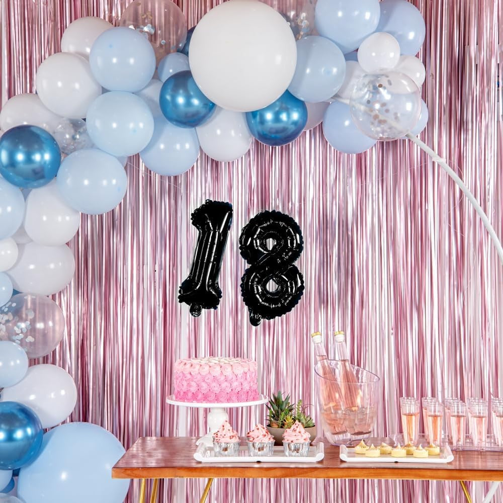 Balon Aniversar Cifra 8, Figurina din Folie Metalizata, Umflare Aer sau Heliu, Inclus Pai Umflare, 80 cm, Negru