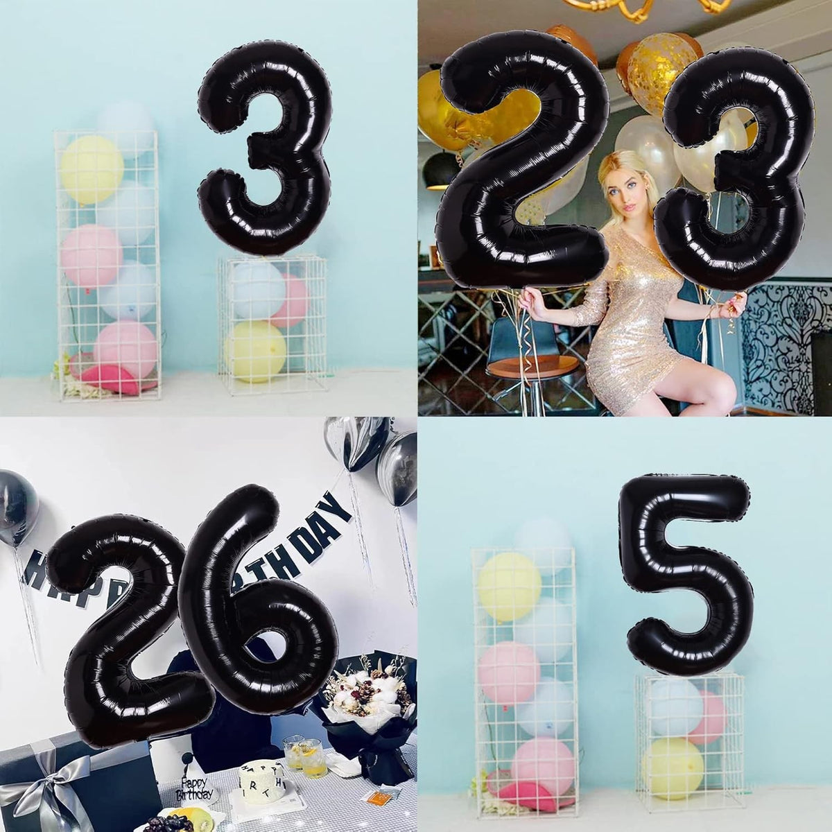 Balon Figurina Cifra 2, Aniversare si Party, Folie Metalizata, Umflare Aer sau Heliu, Inclus Pai Umflare, 80 cm, Negru