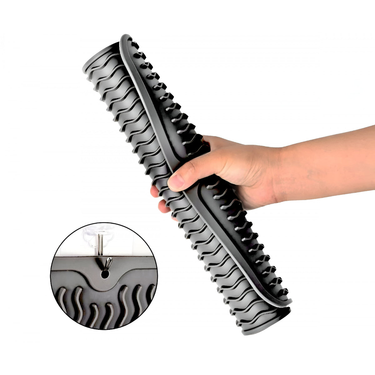 Covoras Scurgere Vase din Silicon, Suport Termorezistent pentru Blat, Material Flexibil si Izolator, 43x32.5 cm, Negru
