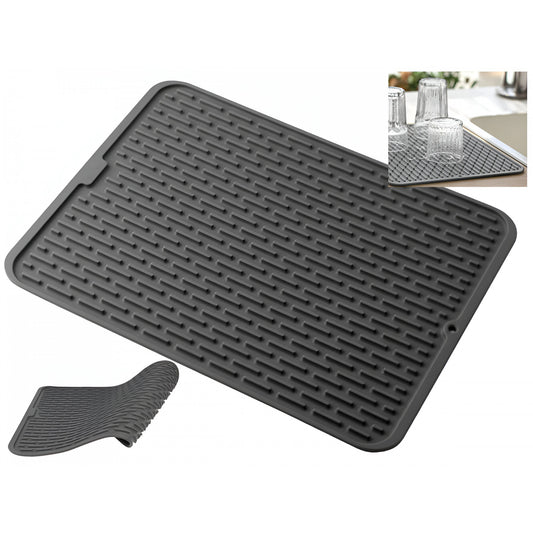 Covoras Scurgere Vase din Silicon, Suport Termorezistent pentru Blat, Material Flexibil si Izolator, 43x32.5 cm, Negru