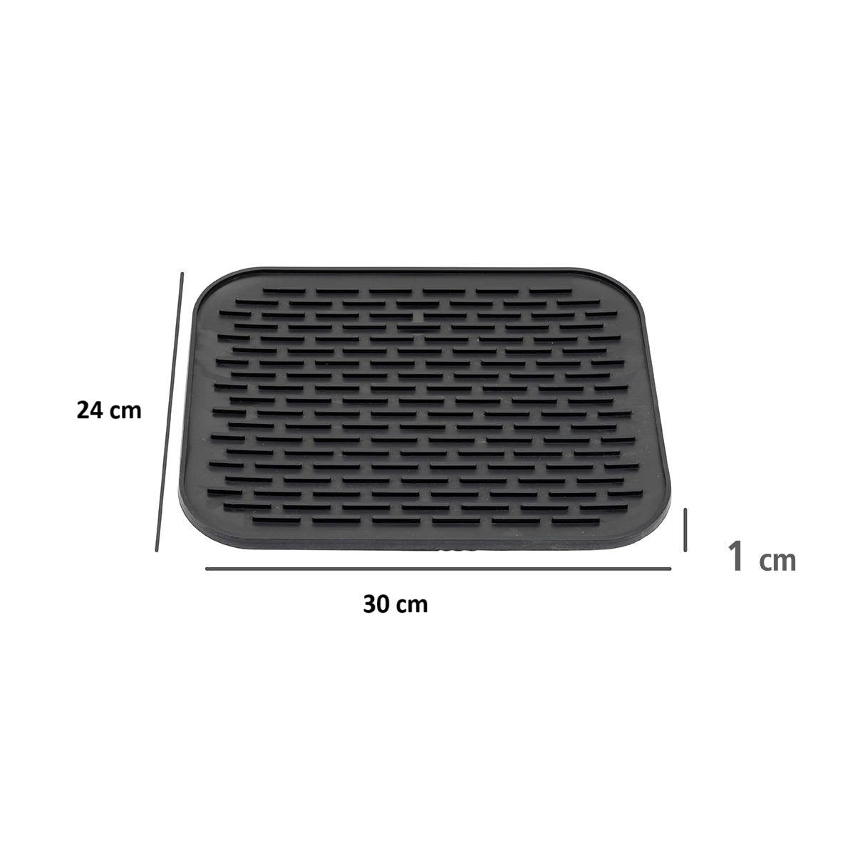 Covoras Scurgere Vase, Suport Termoizolant pentru Blat Bucatarie, Silicon Flexibil Rezistent la Caldura, 30x24 cm, Negru