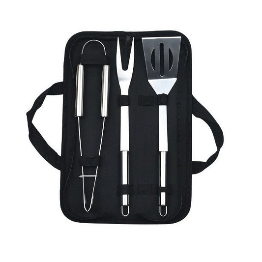Set Ustensile Pentru Gratar Cu Paleta, Cleste Si Furculita, Otel Inoxidabil, Manere Ergonomice, Geanta Transport Oxford, 3 Piese, Argintiu