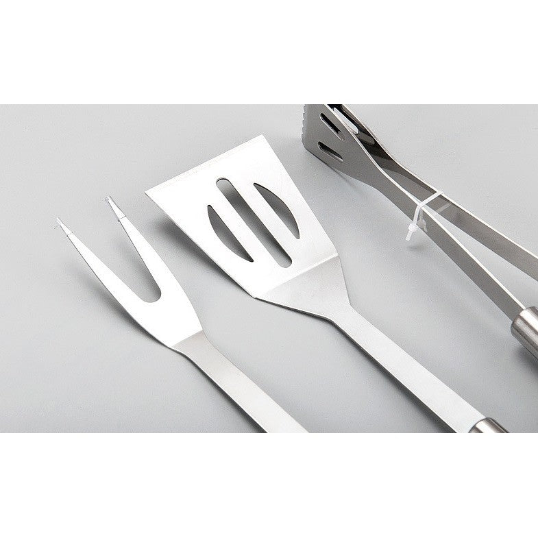 Set Ustensile Pentru Gratar Cu Manere Ergonomice, Accesorii BBQ Din Otel Inoxidabil, Geanta Depozitare Oxford, Argintiu, 5 Piese