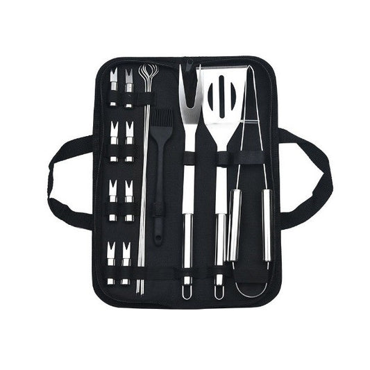 Set Ustensile pentru Gratar, Kit Accesorii BBQ cu Manere Ergonomice, Otel Inoxidabil cu Geanta Depozitare Oxford, 16 Piese, Argintiu