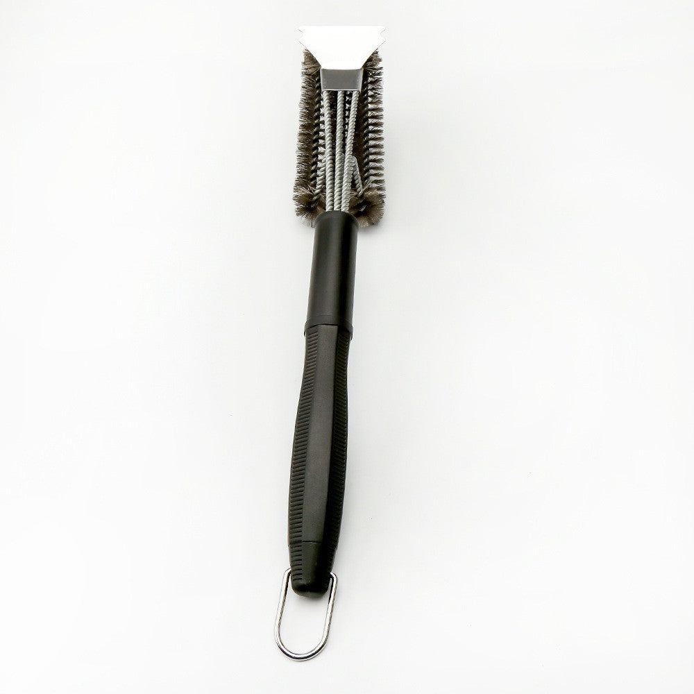 Perie de Sarma pentru Gratar, 3 Capete de Curatare, Otel Inoxidabil si Maner Lung de 45 cm, PP, Negru