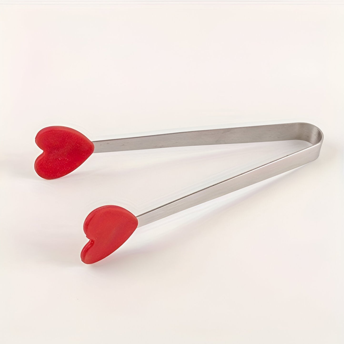 Cleste Pentru Mancare Si Servire, Model Creativ Inimioare, Otel Inoxidabil Si Silicon Termorezistent, Maner Ergonomic, 14.5x3 cm, Rosu