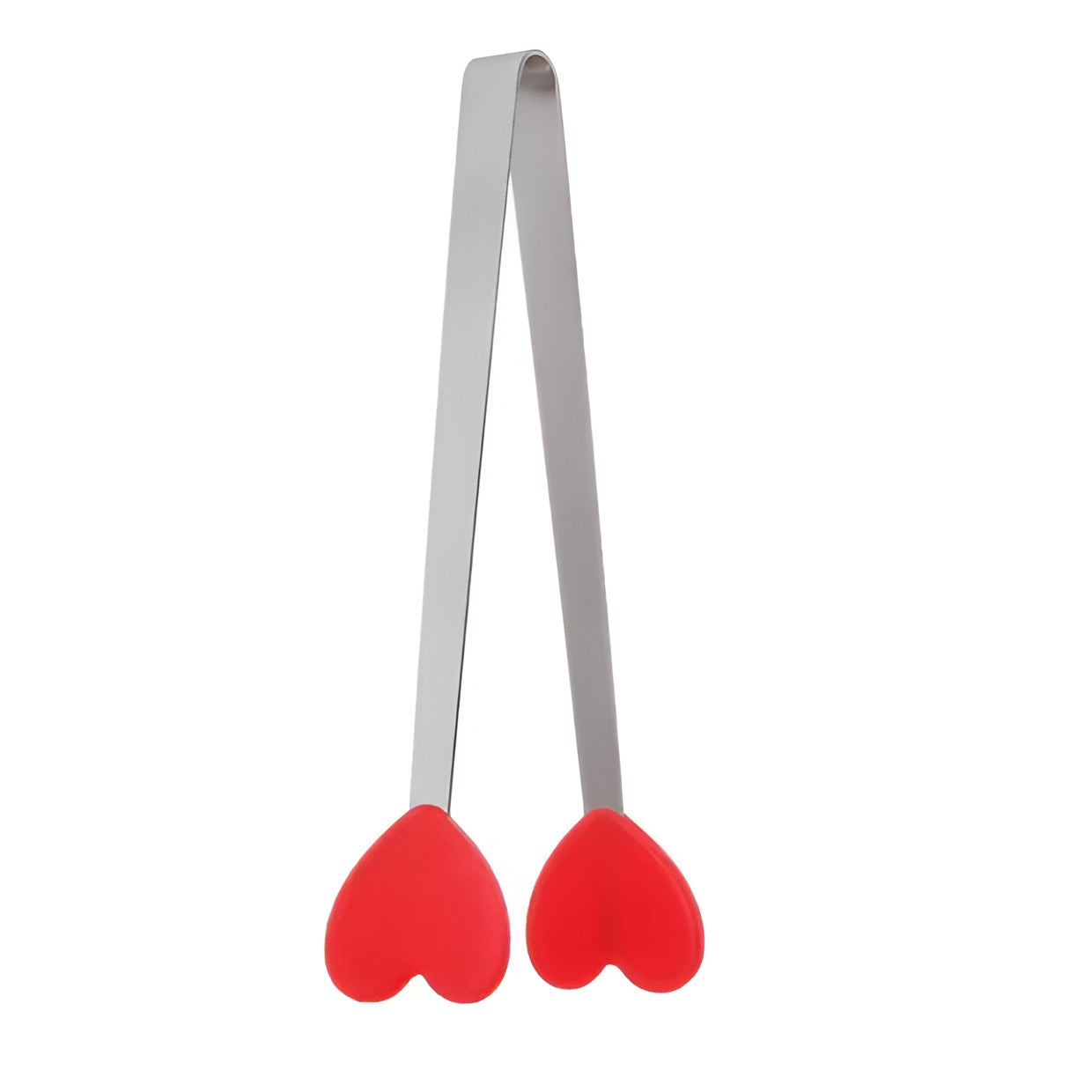 Cleste Pentru Mancare Si Servire, Model Creativ Inimioare, Otel Inoxidabil Si Silicon Termorezistent, Maner Ergonomic, 14.5x3 cm, Rosu