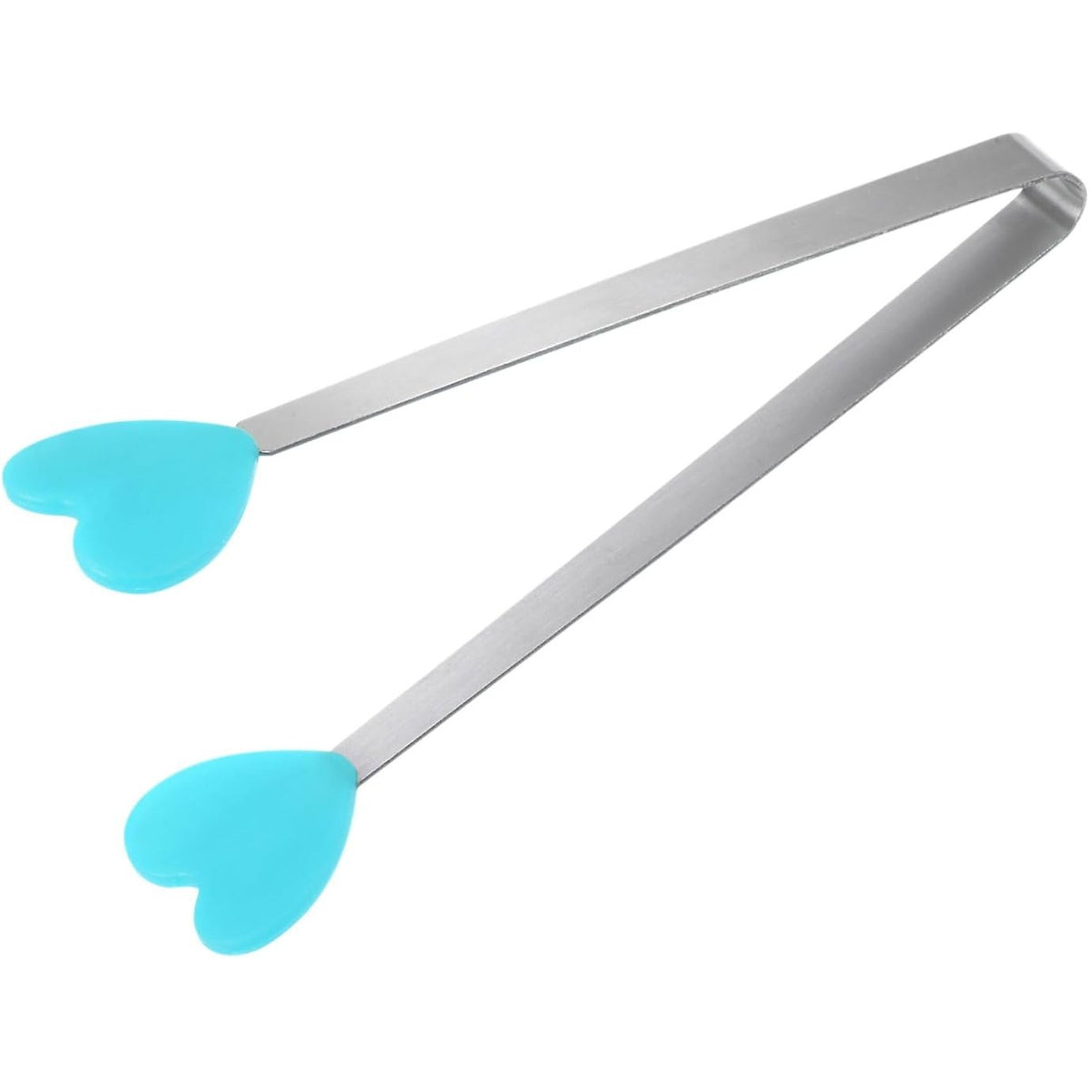 Clește pentru Mâncare și Servire, Model Inimioare Rezistent la Căldură, Silicon și Inox, 14.5x3 cm, Albastru