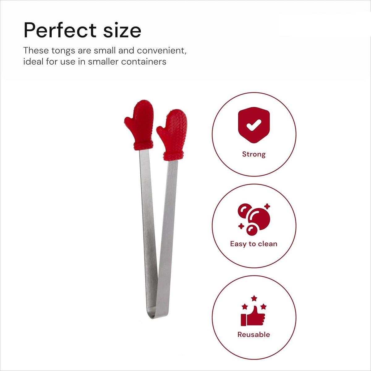 Cleste Bucatarie pentru Servire Alimente, Model Creativ Manusi, Silicon Termorezistent si Inox, 14.5x3 cm, Rosu