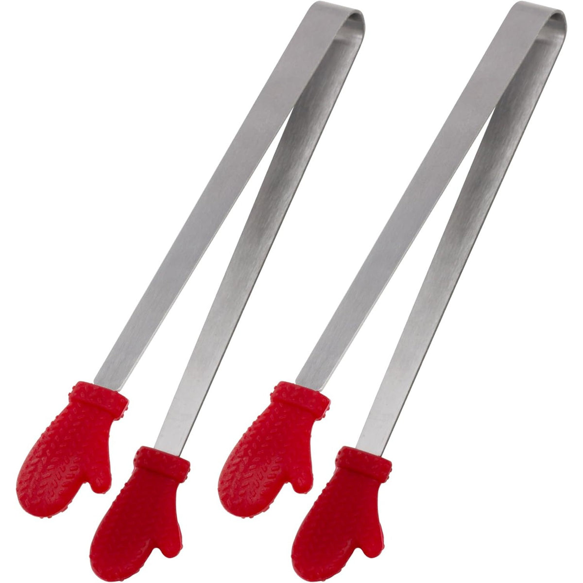Cleste Bucatarie pentru Servire Alimente, Model Creativ Manusi, Silicon Termorezistent si Inox, 14.5x3 cm, Rosu