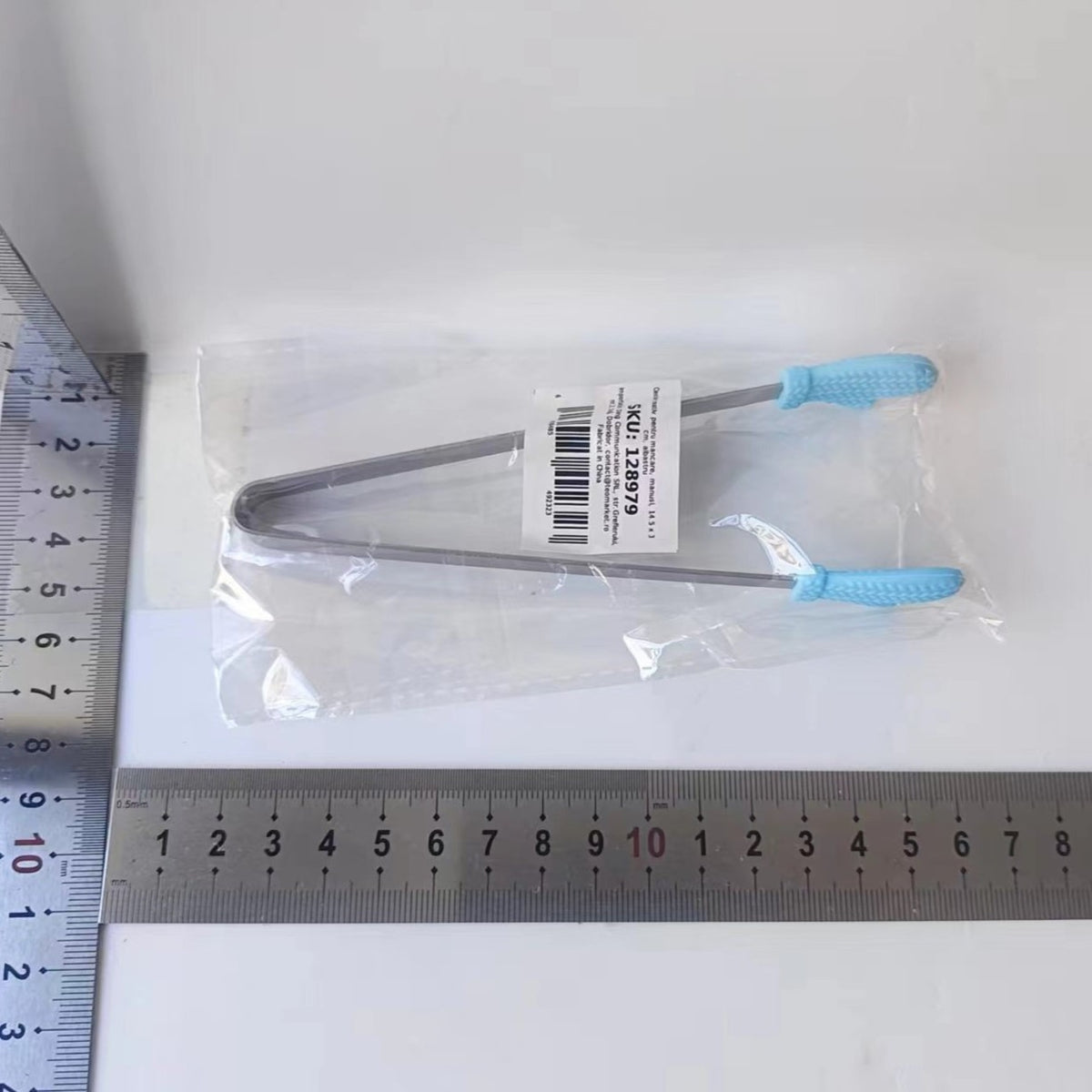 Cleste pentru Mancare si Servire, Model Creativ Manusi, Otel Inoxidabil si Silicon, Rezistent la Coroziune, 14.5x3 cm, Albastru