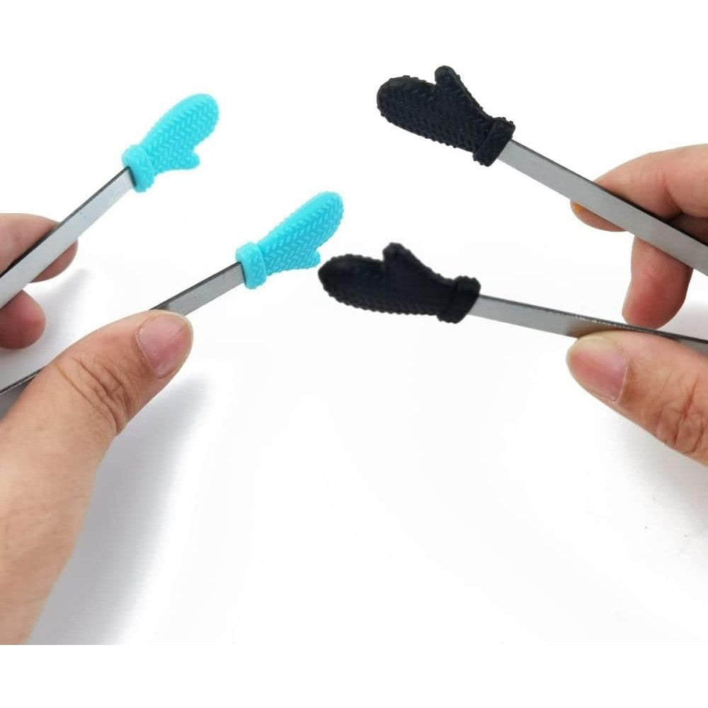 Cleste pentru Mancare si Servire, Model Creativ Manusi, Otel Inoxidabil si Silicon, Rezistent la Coroziune, 14.5x3 cm, Albastru