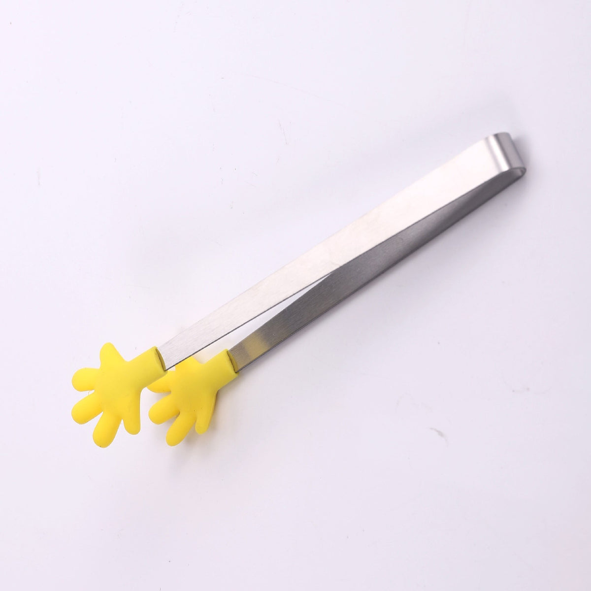 Clește pentru Servire Mâncare, Model Creativ Formă de Mâini, Oțel Inoxidabil și Silicon Termorezistent, 14.5x3 cm, Galben