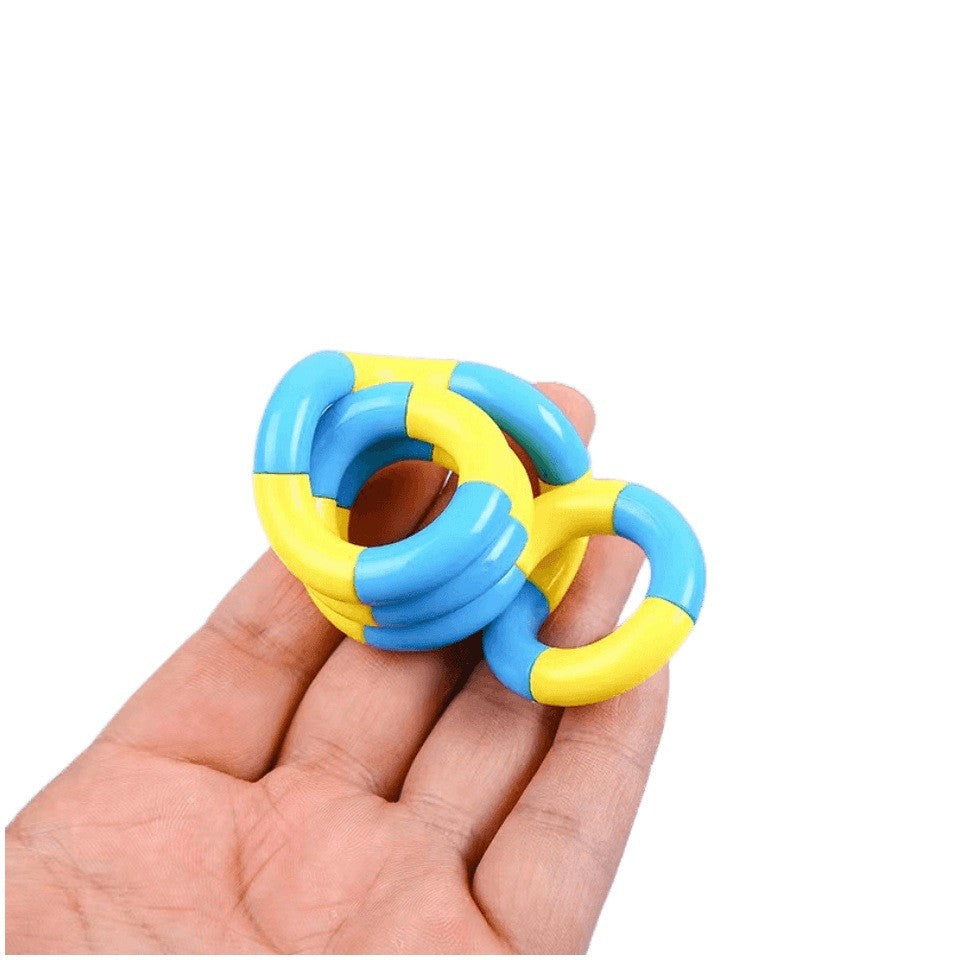 Jucarie Senzoriala Antistres Fidget Twist, Miscari Infinite De Decompresie, Plastic, Galben/Albastru, 2 Culori, 3+ Ani