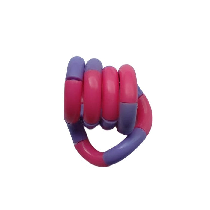 Jucarie Senzoriala Antistres, Fidget Twist cu Miscari Infinite, Plastic, Roz/Mov, 3+ Ani